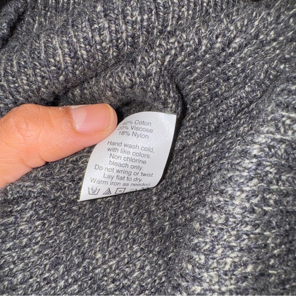 Madewell gray black color block long sleeve waffle knit sweater split back small - Picture 7 of 7